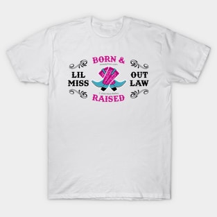 Lil Miss Outlaw Born & Raised Cowgirl Boots T-Shirt